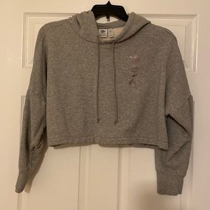 Adidas Cropped Grey Hoodie -Sz Medium
